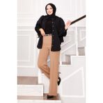 MDS Önü Çımalı Beli Lastikli Palazzo Pantolon Camel - 38