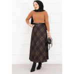 MDS Sahra Ekose Desen Scuba Etek Siyah-Camel - Siyah - Camel - 44