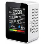 Mdstech Dijital 5in1 Hava Kalitesi Ölçüm Cihazı – Co2 / Tvoc / Hcho Dedektörü, Sıcaklık & Nem Ölçer, Iç Mekan Hava Monitörü - Beyaz
