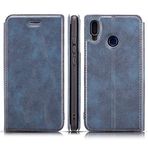 MDYHMC YXCY AYD Huawei P20 Lite/Nova 3e için Retro Basit Ultra İnce Manyetik Yatay Kapaklı Deri Kılıf, Tutuculu, Kart Yuvaları ve Kordonlu (Siyah) (Renk: Mavi)