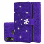 MDYHMC YXCY AYS Huawei P20 Lite/nova 3e Baldır Desenli Elmas Mandala Çift Katlanır Tasarım Kabartmalı Deri Kılıf Cüzdan & Tutucu & Kart Yuvalı (Kahverengi) (Renk: Mor)