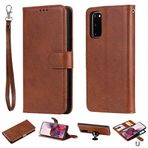 MDYHMC YXCY AYY Galaxy S20 için 2'si 1 arada Düz Renk Çıkarılabilir PU Deri Kılıf Kart Yuvaları ve Manyetik Tutucu ve Fotoğraf Çerçevesi ve Cüzdan ve Kayış (Renk: Kahverengi)