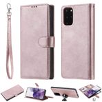 MDYHMC YXCY AYY Galaxy S20 Plus için 2'si 1 arada Düz Renk Çıkarılabilir PU Deri Kılıf Kart Yuvaları ve Manyetik Tutucu ve Fotoğraf Çerçevesi ve Cüzdan ve Kayış (Renk: Pembe Altın)
