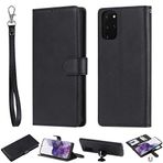 MDYHMC YXCY AYY Galaxy S20 Plus için 2'si 1 arada Düz Renk Çıkarılabilir PU Deri Kılıf Kart Yuvaları ve Manyetik Tutucu ve Fotoğraf Çerçevesi ve Cüzdan ve Kayış (Renk: Siyah)