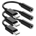 MDZBG USB Tip C - 3,5 mm Aux Ses Dongle Kablosu, USB C Kulaklık Adaptörü iPhone 15 Serisi, iPad Pro, MacBook, Galaxy S24 S23 S22, 3'lü Paket, Siyah