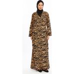 Me-Like Home Desenli Ev&namaz Elbisesi - Kahve - Siyah - 38 - 40