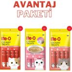 Me-O Elite Paws Me-O Sıvı Kedi Ödül Seti x 3 Adet - Karışık Set Çizgili Orkinos Balığı / Somonlu / Yengeçli