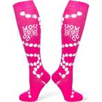 Me-Vo Tekli Pembe Renkli Uzun Unisex Esnek Nem Alabilen Pamuklu Yazı Işlemeli Dizüstü Çorap - 36 - 44