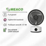 Meaco Sefte® 8" Bataryalı Ultra Sessiz Masaüstü Vantilatör – Uyku Modlu ve Enerji Tasarruflu Serinletici Fan - Beyaz