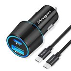 Meagoes USB C Araç Şarj Cihazı, 48 W 2 Bağlantı Noktalı Hızlı Şarj Adaptörü PD ve QC3.0 ile Uyumlu iPhone 16/15 Pro Max/Samsung Galaxy S25/S24/S23/S22/S21/S20 Plus/Ultra/Note 20/10, iPad Pro -3.3ft