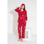 MEBA Kadın Anne-kız Mevsimlik Süet Önden Düğmeli Yeni Yıl Yılbaşı Pijama Takımı