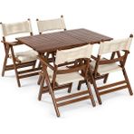 Mebel Stil Atina Minderli Takım (Masa 80X120) - Katlanır, Ahşap Bahçe, Teras, Balkon Takım - Ceviz