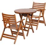 Mebel Stil London - Buzludja Balkon Takım (Masa 70) - Katlanır, Ahşap Bahçe, Teras, Balkon Takım (1 Adet Masa + 2 Adet Sandalye) - Ceviz
