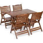 Mebel Stil Madrid Takım (Masa 80X140) - Katlanır, Ahşap Bahçe, Teras, Balkon Takım - Ceviz