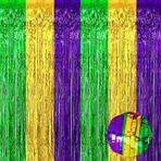 Mebiornt 3 Paket Altın Yeşil Mor Folyo Saçaklı Perde Zemin, 3,28 ft x 9,8 Ft Metalik Tinsel Folyo Saçaklı Flama Perdeleri Fotoğraf Kabini, Cadılar Bayramı, Noel Günü, Düğün, Yeni Yıl Partisi Dekorasyonu için