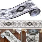 Meboom Siyah Beyaz Fayans Desen Kalıplama Duvar Kağıdı Bordür Soyma Çubuğu Ev Tavan Dekoratif Bordür Banyo Oturma Odası Mutfak için 10 cm x 5 metre