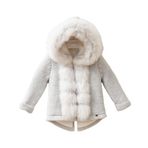 Mebs Clothing BABYMIO Gri Bebek Hırkası, Önü Kürklü Hırka, Triko Örgü