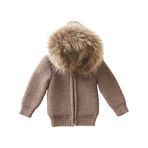 Mebs Clothing BABYMIO, Kahverengi Erkek Bebek Hırka, Yürütmeli Kürklü Hırka