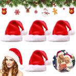Mecctuck 4 adet Noel şapkası Noel Baba şapkası pelüş, Noel Baba şapkası yetişkin, Noel Baba kış şapkası, Noel şapkası seti, Noel için kırmızı Noel Baba şapkası Noel hediyesi süslemeleri