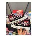 MECH BUTİK Blackpink Rose Baskılı Siyah Bilekli Kız Çocuk Spor Ayakkabı Sneaker