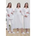 Mecit 1519 Ekru Lohusa Sabahlık Gecelik Pijama Set