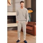 Mecit 2757 Erkek Gri Büyük Beden Uzun Kollu Pijama Takımı