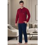 Mecit 2904 Erkek Bordo Yüzde Yüz Pamuk Büyük Beden Pijama Takımı