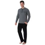 Mecit 2904 Gri%100 Pamuk Erkek Büyük Beden Pijama Takımı Gri 2XL