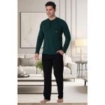 Mecit 2904 Yeşil %100 Pamuk Erkek Büyük Beden Pijama Takımı - 4XL
