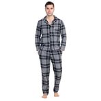 Mecit 2950 Beyaz Ekoseli Büyük Beden Kışlık Erkek Pijama Takımı Beyaz 3XL