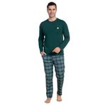 Mecit 3052 Yeşil Ekoseli Erkek Büyük Beden Pijama Takımı Yeşil L