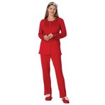 Mecit 5914 Kırmızı Kadın Likralı Pijama Takımı Kırmızı 2XL