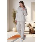 Mecit 6021 Bayan Vizon Büyük Beden Uzun Kollu Pijama Takımı