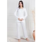 Mecit 6104 Ekru Kadın Büyük Beden Pijama Takımı