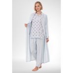 Mecit 6316 Mavi Kadın Büyük Beden Sabahlıklı Pijama Takımı