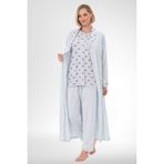 Mecit 6317 Mavi Kadın Büyük Beden Boydan Düğmeli Sabahlıklı Pijama Takımı