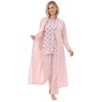 Mecit 6317 Pudra Kadın Büyük Beden Boydan Düğmeli Sabahlıklı Pijama Takımı
