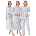 Mecit 6318 Mavi Büyük Beden Kadın Sabahlık Pijama Gecelik Set