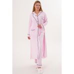 Mecit 6333 Pembe Kadın Sabahlıklı Boydan Düğmeli Pijama Takımı