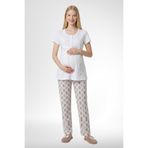 Mecit 6350 Ekru Hamile Lohusa Pijama Takımı