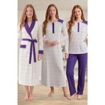 Mecit 6360 Mor Kadın Sabahlık Pijama Gecelik Set