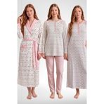 Mecit 6360 Pembe Kadın Sabahlık Pijama Gecelik Set