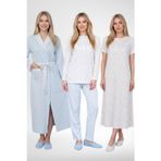 Mecit 6385 Mavi Büyük Beden Kadın Sabahlık Pijama Gecelik Set