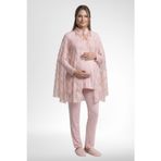 Mecit 6402 Bayan Pudra Dantel Pelerin Hamile Lohusa Pijama Takımı