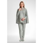 Mecit 6402 Elegant Yeşil Dantel Pelerinli Lohusa Pijama Takımı