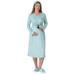 Mecit Pijama 5539 Turkuaz Emzirme Bölmeli Lohusa Gecelik Turkuaz 2XL