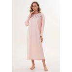 Mecit Pijama Büyük Beden Uzun Kollu Kadın(Anne) Gecelik Çiçek desenli Anne Gecelik %100 Pamuk