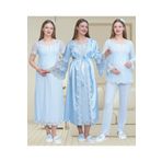 Mecit Pijama Kadın Hamile Lohusa 4'Lü Set Dantel Detaylı Saten Sabahlık+Kısa Kollu Gecelik+Uzun Kollu Pijama Tk