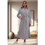 Mecit Pijama Kuşak Bağlamalı Kolları Güpürlü Cepli Uzun Boy Pamuklu Kadın Sabahlık