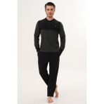 Mecit Pijama Mecit 2999 Yeşil-Siyah Selanik Kumaş Kışlık Erkek Pijama Takımı